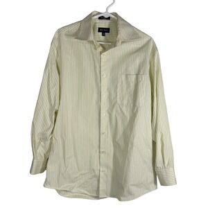 Axcess Mens Dress Shirt 15.5 32-33 Lime Green White Pinstripe No Iron Cotton